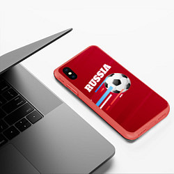 Чехол iPhone XS Max матовый Russia Football, цвет: 3D-красный — фото 2