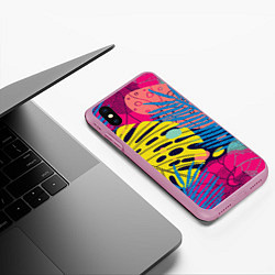 Чехол iPhone XS Max матовый Тропическая мода, цвет: 3D-розовый — фото 2