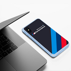 Чехол iPhone XS Max матовый BMW M Performance, цвет: 3D-голубой — фото 2