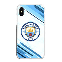 Чехол iPhone XS Max матовый Manchester city, цвет: 3D-белый