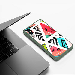 Чехол iPhone XS Max матовый Тропическое ассорти, цвет: 3D-темно-зеленый — фото 2