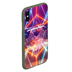 Чехол iPhone XS Max матовый Cyberpunk 2077: Neon Lines, цвет: 3D-темно-зеленый — фото 2