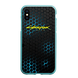 Чехол iPhone XS Max матовый Cyberpunk 2077: Blue Carbon