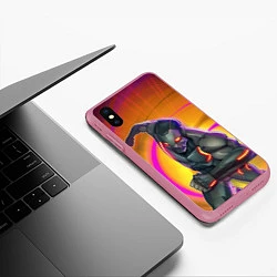 Чехол iPhone XS Max матовый Fortnite Omega, цвет: 3D-малиновый — фото 2
