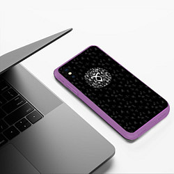 Чехол iPhone XS Max матовый Dark Runes, цвет: 3D-фиолетовый — фото 2