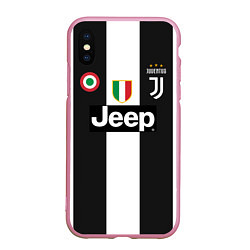 Чехол iPhone XS Max матовый FC Juventus 18-19, цвет: 3D-розовый