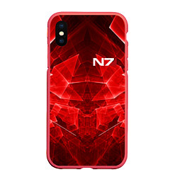 Чехол iPhone XS Max матовый Mass Effect: Red Armor N7