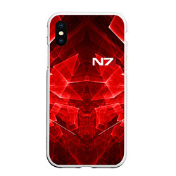 Чехол iPhone XS Max матовый Mass Effect: Red Armor N7, цвет: 3D-белый