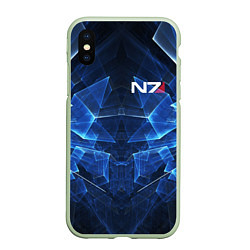 Чехол iPhone XS Max матовый Mass Effect: Blue Armor N7