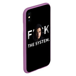 Чехол iPhone XS Max матовый F*ck The System: Mr Robot, цвет: 3D-фиолетовый — фото 2