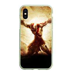 Чехол iPhone XS Max матовый Воинственный Кратос, цвет: 3D-салатовый