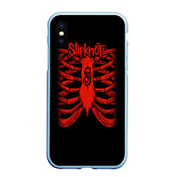 Чехол iPhone XS Max матовый Slipknot Skeleton, цвет: 3D-голубой