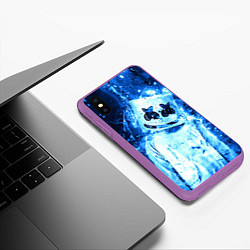 Чехол iPhone XS Max матовый Marshmello: Blue Liquid, цвет: 3D-фиолетовый — фото 2