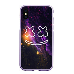 Чехол iPhone XS Max матовый Marshmello: Neon Space, цвет: 3D-светло-сиреневый