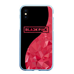 Чехол iPhone XS Max матовый Black Pink: Pink Polygons, цвет: 3D-голубой