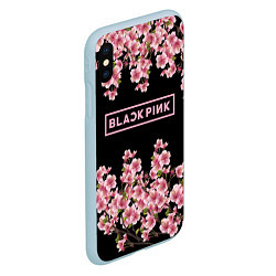 Чехол iPhone XS Max матовый Black Pink: Delicate Sakura, цвет: 3D-голубой — фото 2