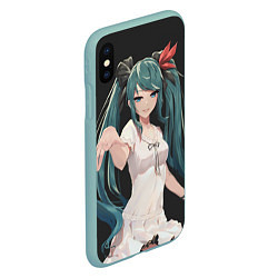 Чехол iPhone XS Max матовый Hatsune Miku, цвет: 3D-мятный — фото 2