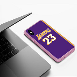 Чехол iPhone XS Max матовый NBA Lakers 23, цвет: 3D-розовый — фото 2