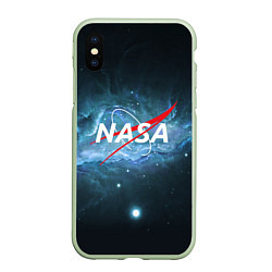 Чехол iPhone XS Max матовый NASA: Space Light, цвет: 3D-салатовый
