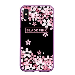 Чехол iPhone XS Max матовый Black Pink: Pink Sakura
