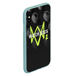 Чехол iPhone XS Max матовый Watch Dogs 2: Skulls Pattern, цвет: 3D-мятный — фото 2