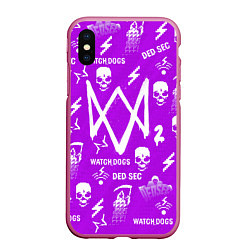 Чехол iPhone XS Max матовый Watch Dogs 2: Violet Pattern