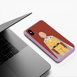 Чехол iPhone XS Max матовый One Punch Man, цвет: 3D-сиреневый — фото 2