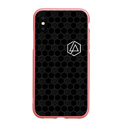 Чехол iPhone XS Max матовый Linkin Park: Black Carbon, цвет: 3D-баблгам