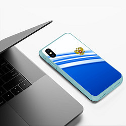 Чехол iPhone XS Max матовый Россия: голубая волна, цвет: 3D-мятный — фото 2
