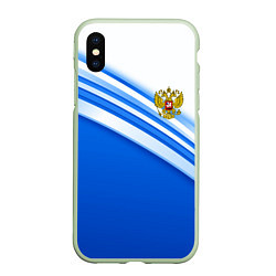 Чехол iPhone XS Max матовый Россия: голубая волна, цвет: 3D-салатовый
