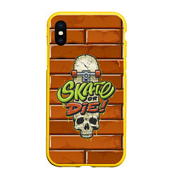 Чехол iPhone XS Max матовый Skate or Die: Skull Style, цвет: 3D-желтый