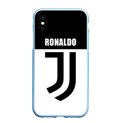 Чехол iPhone XS Max матовый Ronaldo Juve, цвет: 3D-голубой