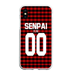 Чехол iPhone XS Max матовый Senpai 00: Red Grid