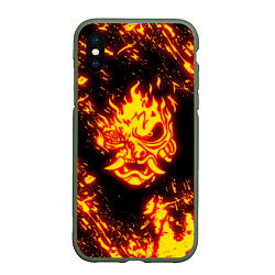 Чехол iPhone XS Max матовый Cyberpunk 2077: FIRE SAMURAI