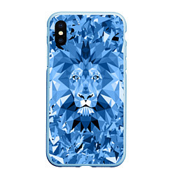 Чехол iPhone XS Max матовый Сине-бело-голубой лев