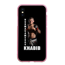 Чехол iPhone XS Max матовый Хабиб: Дагестанский борец, цвет: 3D-розовый