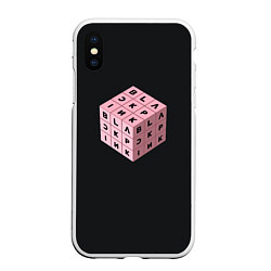 Чехол iPhone XS Max матовый Black Pink Cube, цвет: 3D-белый