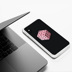 Чехол iPhone XS Max матовый Black Pink Cube, цвет: 3D-белый — фото 2