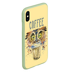 Чехол iPhone XS Max матовый Owls like coffee, цвет: 3D-салатовый — фото 2
