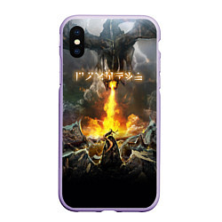 Чехол iPhone XS Max матовый TES: Dragon Flame, цвет: 3D-светло-сиреневый