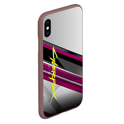 Чехол iPhone XS Max матовый Cyberpunk 2077: Violet Style, цвет: 3D-коричневый — фото 2