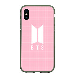 Чехол iPhone XS Max матовый BTS: Pink Grid