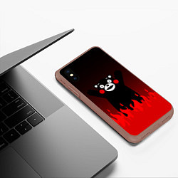 Чехол iPhone XS Max матовый Kumamon: Hell Flame, цвет: 3D-коричневый — фото 2