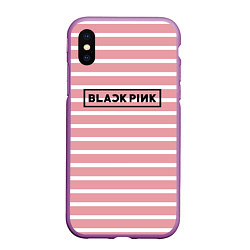 Чехол iPhone XS Max матовый Black Pink: Striped Geometry, цвет: 3D-фиолетовый