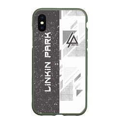 Чехол iPhone XS Max матовый Linkin Park: Grey Form, цвет: 3D-темно-зеленый