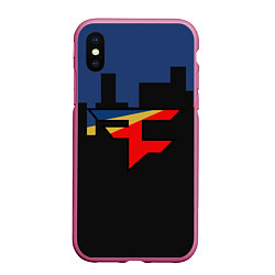 Чехол iPhone XS Max матовый FaZe Clan: Night City, цвет: 3D-малиновый