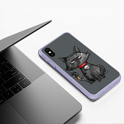 Чехол iPhone XS Max матовый Кот бедолага, цвет: 3D-светло-сиреневый — фото 2
