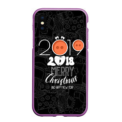 Чехол iPhone XS Max матовый 2019: Year of pig, цвет: 3D-фиолетовый