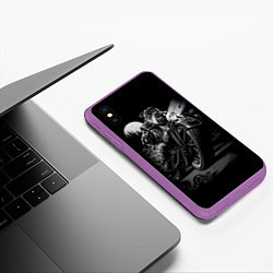 Чехол iPhone XS Max матовый Бульдог-байкер, цвет: 3D-фиолетовый — фото 2