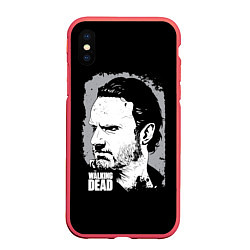 Чехол iPhone XS Max матовый Walking Rick, цвет: 3D-красный